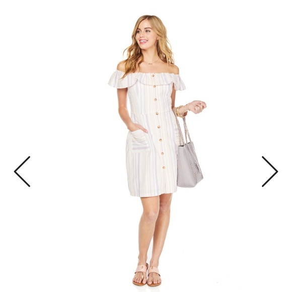 Charming Charlie Dresses & Skirts - Off the shoulder striped dress